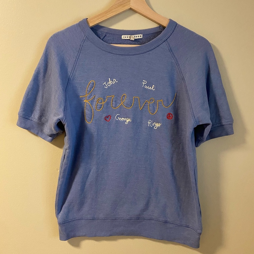 The Beatles Junk Food embroidered sweater tee